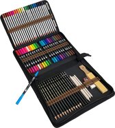 Luxe Tekenkoffer Kinderen - Tekendoos - Kleurpotloden - Stiften - Zwart