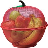 Rode Appelvormige Fruitmand met Deksel - Ruimtebesparende Groente Opslagrek - Keuken Afwassen en Afdruiprek Fruit Basket