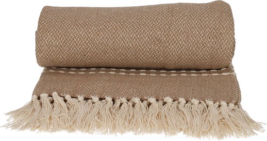 JENS Living Plaid Juul - Gerecycled katoen - 130 x 180 cm - Beige