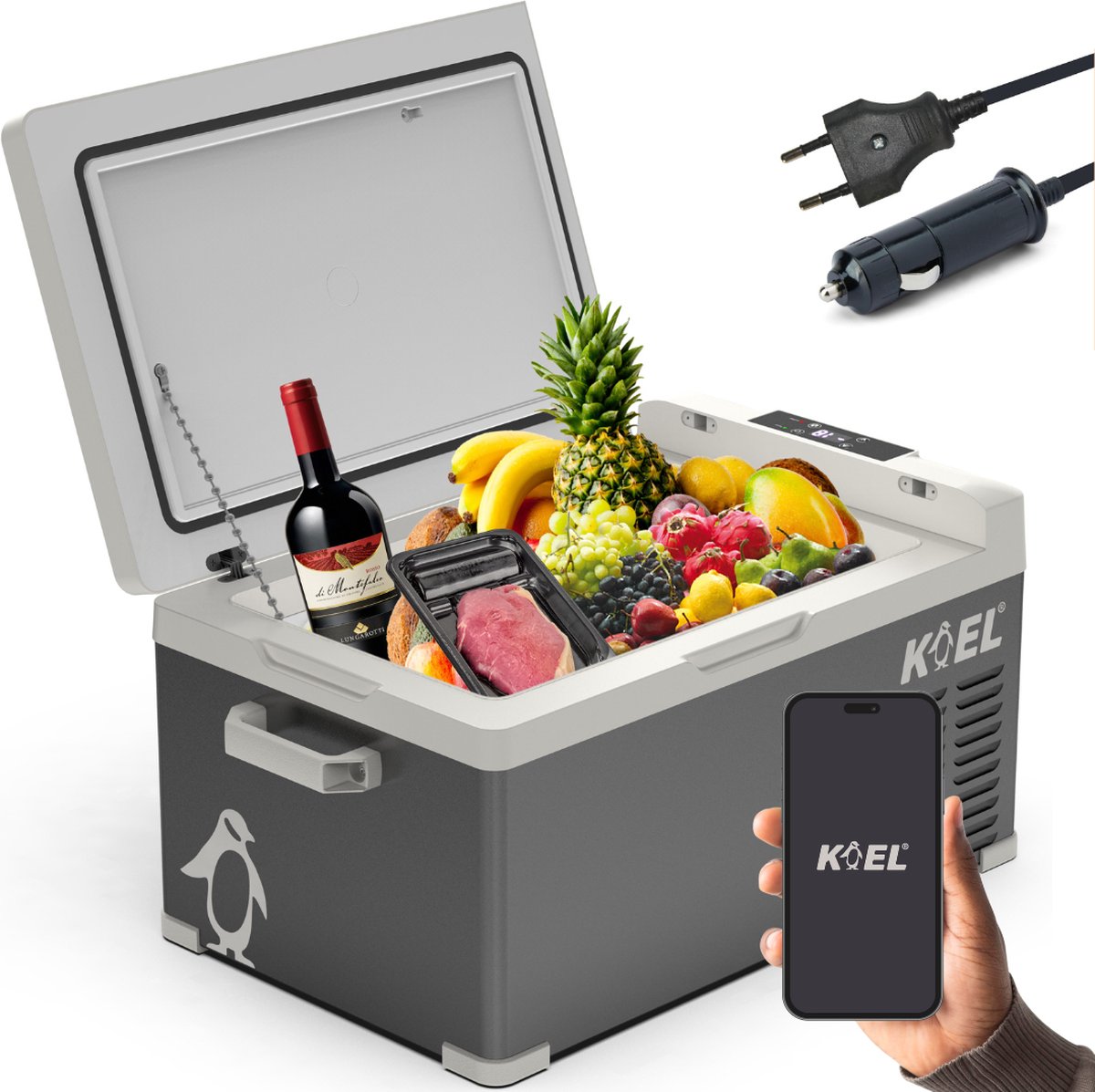 Bol.com Koel Crate 25L - Compressor Koelbox Elektrisch 12V en 220V/230 Volt - Camping Koelkast voor Auto - Coolbox tot -20°C aanbieding