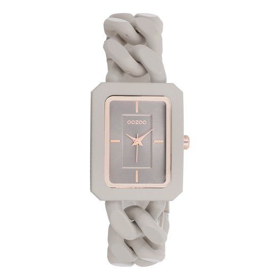 OOZOO Timepieces - Rosé kleurige OOZOO horloge met taupe schakelarmband - C11275