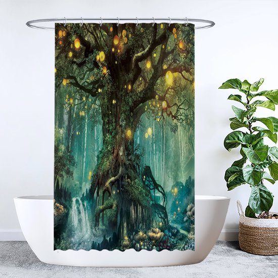 140 x 180 cm magisch bos douchegordijn sprookje fantasie jungle boom
