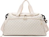 Beige Luxe Sporttas - Reistas - Weekendtas - Grote capaciteit - Lichtgewicht - Duffel Bag - Verstelbare schouderriem - Hendig - Schoenenvak - Waterafstotend - Handbagage Tas -Yogatas