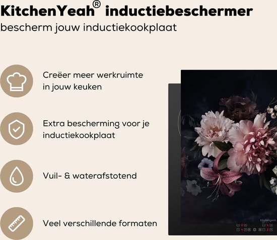 Protection d'induction KitchenYeah avec imprimé floral. Offre une protection supplémentaire et crée de l'espace.