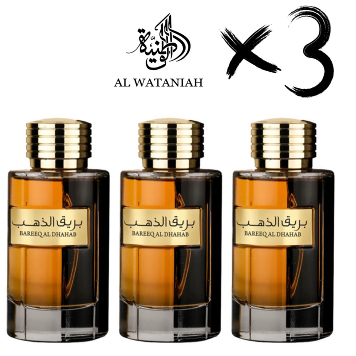 Goedkoopste AL WATANIAH 3 X Perfume BAREEQ AL DHAHAB, 100ml