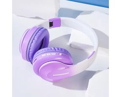 WizBay Premium Select® Headset met Microfoon - HIFI Stereo - HD Bluetooth Phone Call - Headset Draadloos - Superior 40mm Coil Sound -SD Card - Verstelbare Hoofdband - Soft Zuurstof doorlatend Ear Pads - Witte Buitenkant Met Lila Schelpen