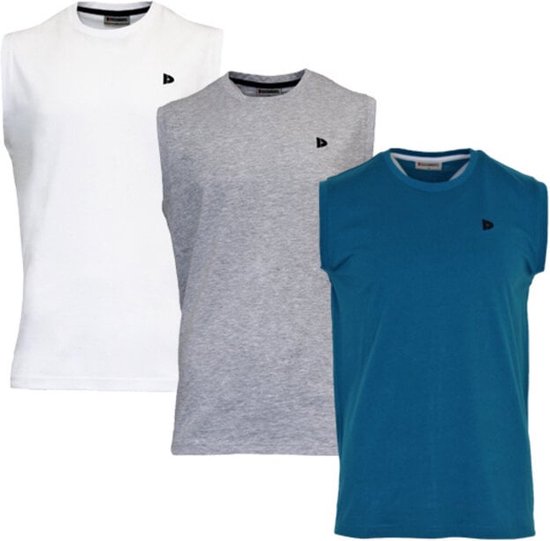 3-Pack Donnay T-shirt zonder mouw (589100) - Sportshirt - Heren - White/Grey-marl/Petrol (626) - maat 4XL