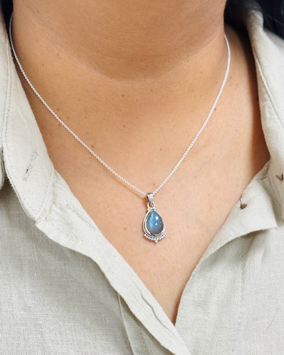 House of Jewels - Dames Ketting Labradoriet 42cm - 925 Zilver