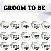 Groom to Be en Groom's Drinking Team set 16-delig - vrijgezellenfeest - groom to be - bruidegom - button - sjerp - trouwen