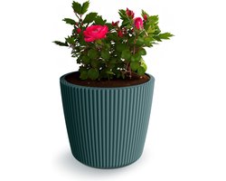 Prosperplast Plantenpot/bloempot Buckingham - buiten/binnen - design kunststof - zeeblauw - D29 x H26 cm