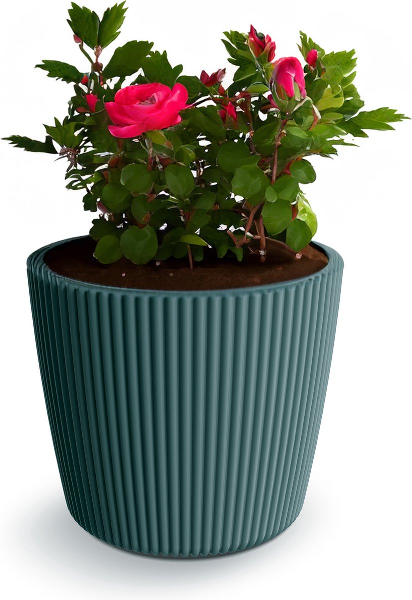 Prosperplast Plantenpot/bloempot Buckingham - buiten/binnen - design kunststof - zeeblauw - D29 x H26 cm