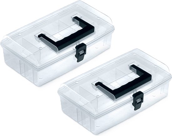 Kistenberg Sorteerbox koffer - 2x - 5 vaks - kunststof - transparant - 24 x 15 x 8.5 cm