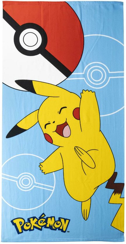 Badlaken/strandlaken voor kinderen - Pokemon - 24 x 35 cm - polyester - handdoek