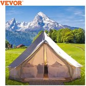 Wildor® Campingtent - Beige - Diameter 4m - Kampeer tent - Katoenen canvas van 300gsm - 5-8 personen - Totaal gewicht 28 kg