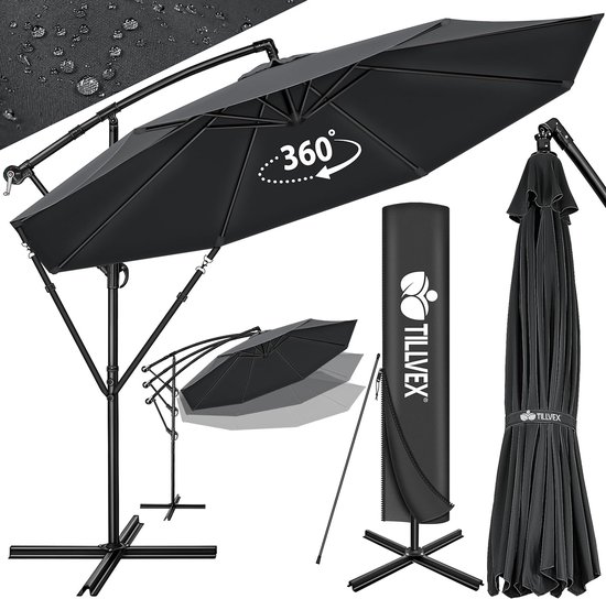 Aktive 85304 Garden Shade with UV30 Protection, Diameter 240 cm, Grey, Mast 28-32 mm, Flexible Neck, Height Adjustable, Large Umbrellas, Active Garden Aktive 85304 Garden Shade with UV30 Protection, Diameter 240 cm, Grey, Mast 28-32 mm, Flexible Neck, Height Adjustable, Large Umbrellas, Active Garden