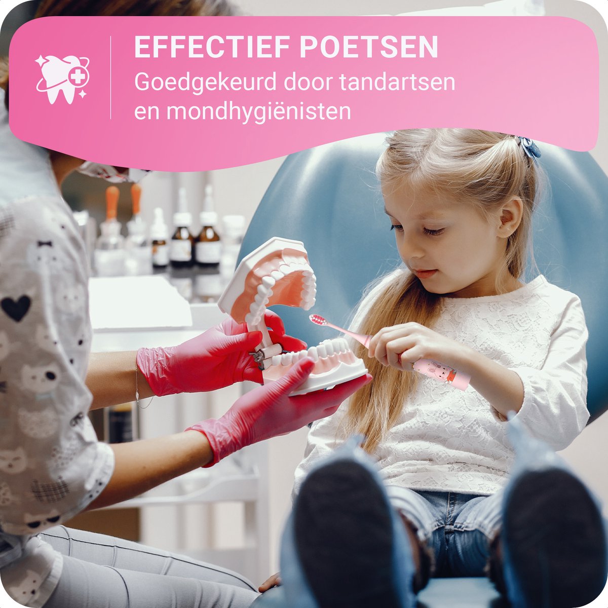 Afbeelding 3 van JT Products Sonische Elektrische Baby Tandenborstel Roze Konijn – Vanaf 3 Jaar - Oplaadbaar - Met Timer - 5 Poetsstanden - Peuter - Kind - Waterdicht - Cadeau Baby - Elektrische Tandenborstel Kinderen - Kindertandenborstel - Electrische Tandenborstel