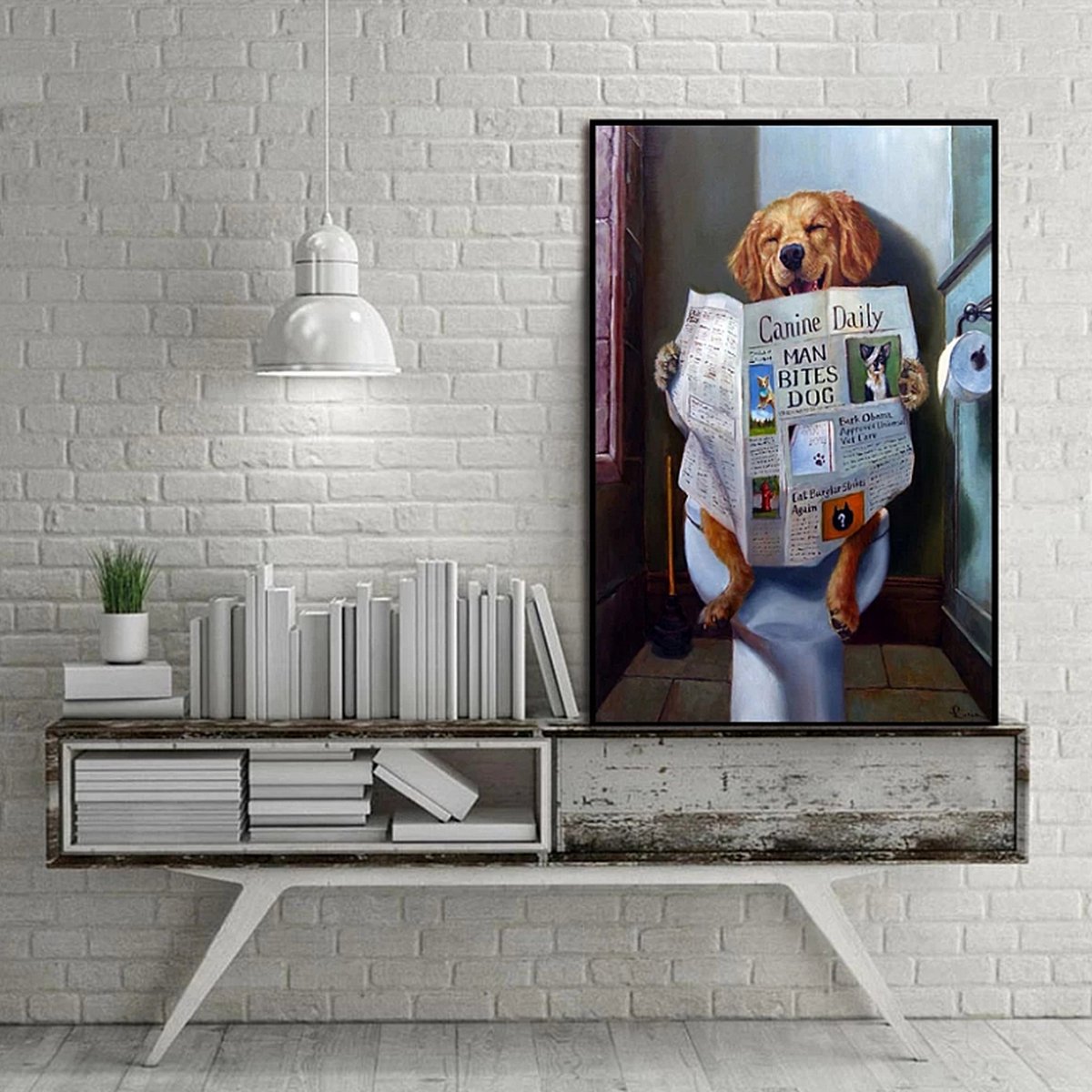 Goldendoodle op het toilet posters & art prints door Craig Doogan