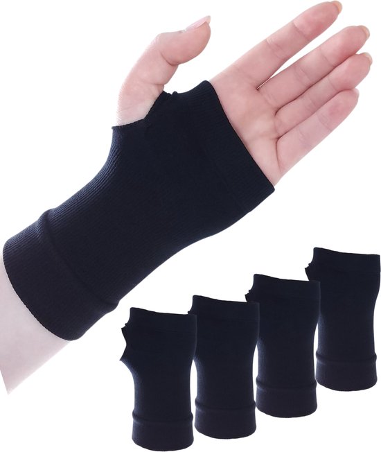 Foto: U fit one pols compressie sleeve 4 stuks polsbandage wrist support compressie handschoen rsi ondersteuning versteviging zwart