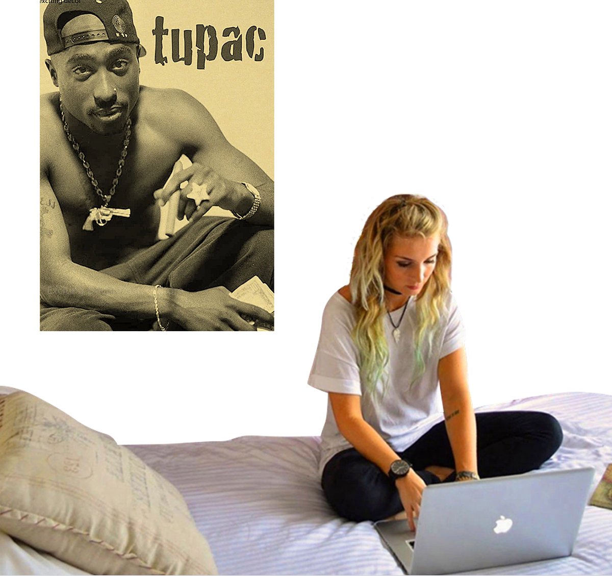 Allernieuwste.nl® Canvas Schilderij Rapper TUPAC SHAKUR - 2PAC