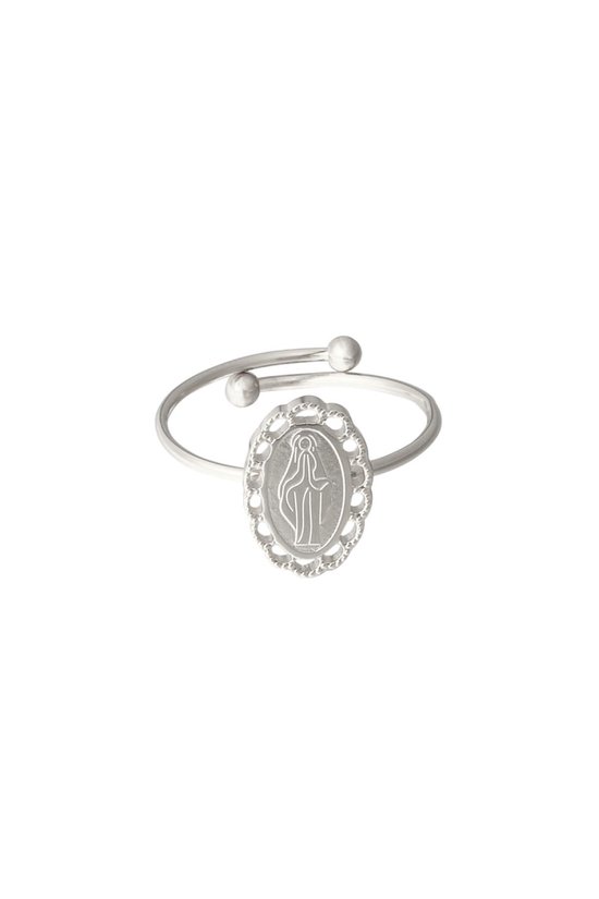 Zilveren religion ring - Zilver - Roestvrij staal - Sieraden voor dames - RVS - Stainless steel - Godsdienst - Verstelbare ring - Nikkelvrij - Roestvrij stalen