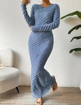 Prachtige sexy elegante stretch lange maxi jurk lichtblauw maat L