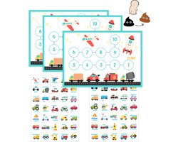 Beloningssysteem Voertuigen + Grote Stickers + Verkleurende Plassticker - Beloningskalender - Beloningssysteem Kind - Zindelijkheidstraining Kind - Beloningssysteem Jongens - Op het Potje - Zindelijkheidstraining - Geen Luiers Meer