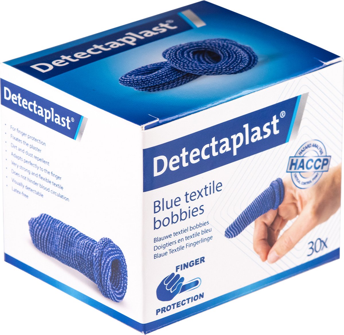 Goedkoopste Detectaplast blauwe vingerpleisters - lang vingerverband te gebruiken bij voedselverwerking, vingerbescherming bij verwondingen, vuilafstotend, 30 st