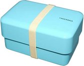 TAKENAKA Bento Nibble Box Blue Ice milieuvriendelijke lunchbox gemaakt in Japan, BPA- & rietvrij, 100% recyclebaar plastic flesgebruik, magnetron- en vaatwasmachinebestendig, Bentobox rechthoekig L165x108xH90mm (Blauw ijs * band: koraal)