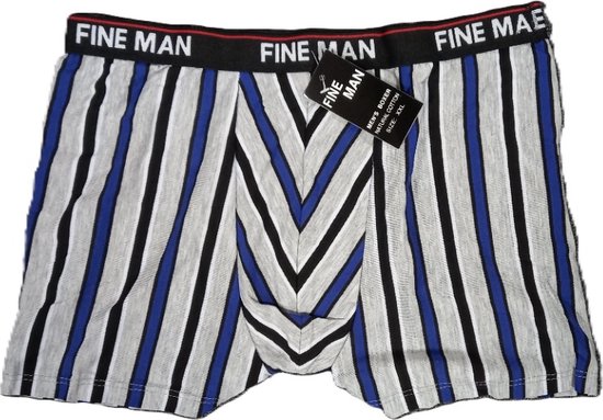 6 boxershorts - Fine Man - blauw - rood - katoen - maat XXL