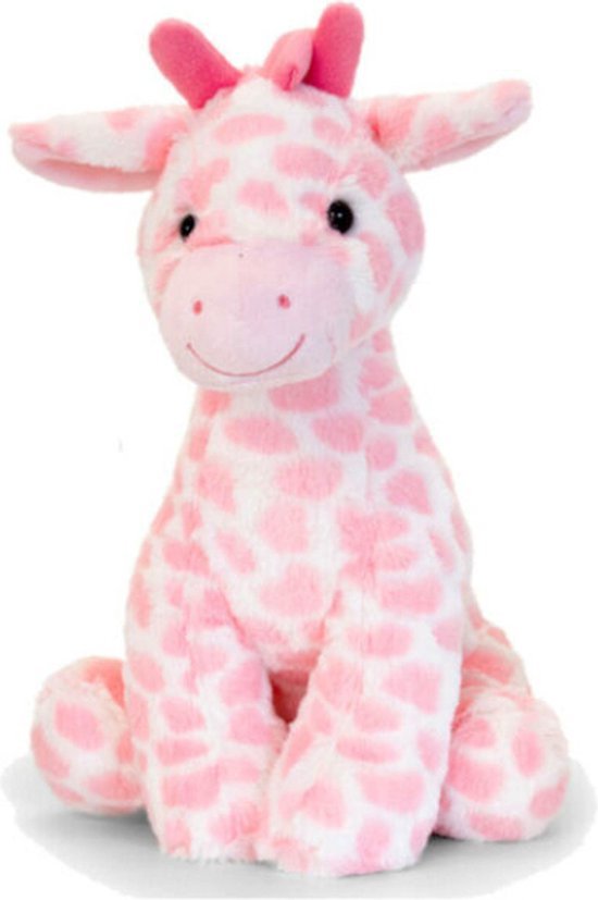 Giraffe - Giraffe knuffel - 28 cm - Gevlekt roze - Pluche