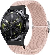Bracelet en nylon extensible 20 mm - Bracelet de montre rose clair adapté à Samsung Galaxy Watch 6 / 5 / Pro / 4 / 3 / Active 2 - Garmin Approach / Forerunner / Venu 2 Plus / SQ / Vivomove - Polar Ignite / Unite