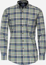 Redmond comfort fit overhemd - popeline - groen geruit - Strijkvriendelijk - Boordmaat: 47/48