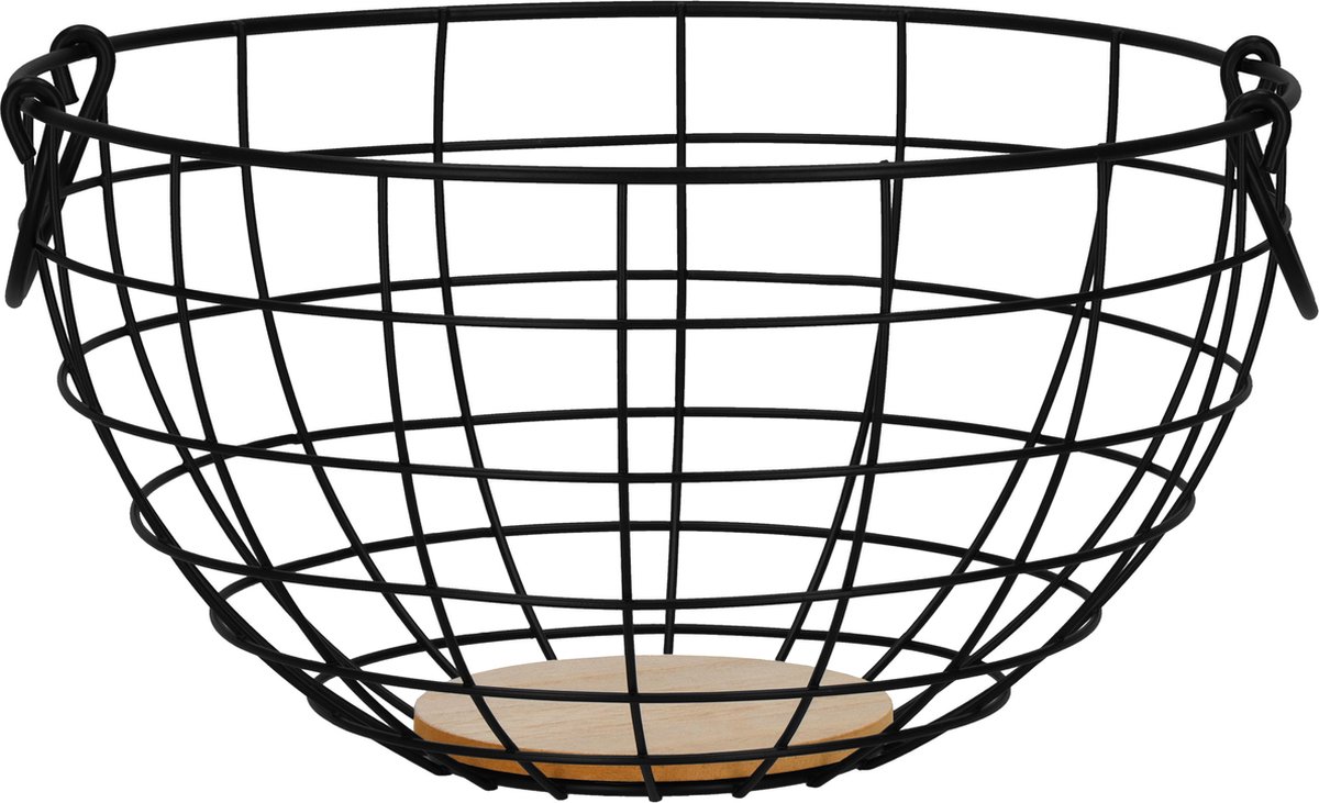 Springos Fruitmand - Metalen Mand - Zwart - 28x15 cm