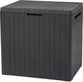 opbergdoos, donkergrijs, inhoud: 113L, afmetingen: HxDxB55x44x57,8cm, ideaal voor balkon en kleine oppervlakken, houtlook