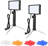 Verstelbare LED Videoverlichting met Kleurenfilters en Statief - Dimbaar - 5500 K - Fotografie en Streaming Verlichting - Pakket van 2