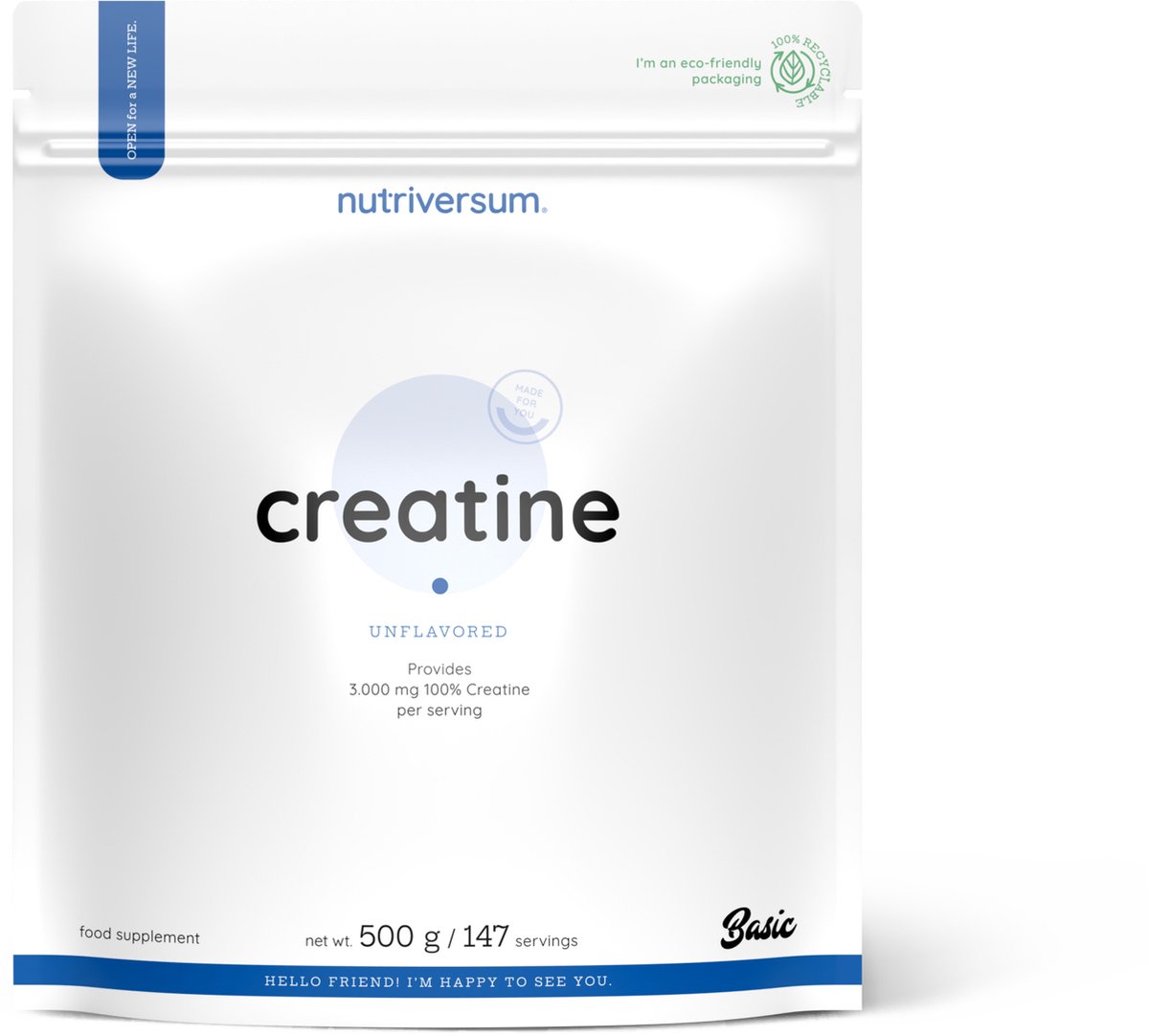 Goedkoopste Nutriversum | Creatine Monohydraat | Unflavoured | 500gr 100 servings | Prestaties | Duursport | Voetbal | Crossfit | Krachtsport | Body Building | Fitness | Energie | Herstel | Nutriworld