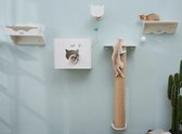Katten Klimmuur - Katten Klim Wand - Kattenmeubel 5-delige set - Klimmuur Kat Meerdere Plateaus - Kattenwand Meubel - Katten Muur Volledige Set - Wit