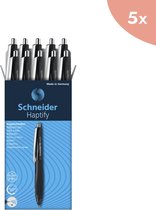 5x Balpen Schneider Haptify zwart omhulsel - zwartschrijvend