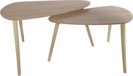 Home Deco - Houten tafels druppelvormig - set van 2 - 80 x 50 x 40 cm