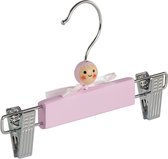 De Kledinghanger Gigant - 5 x Rokhanger / broekhanger / pantalonhanger / knijperhanger / babyhanger roze gelakt met anti-slip knijpers, 22 cm
