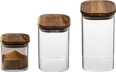 Secret de Gourmet - Keuken voorraadbussen/potten glas/hout set 6x stuk