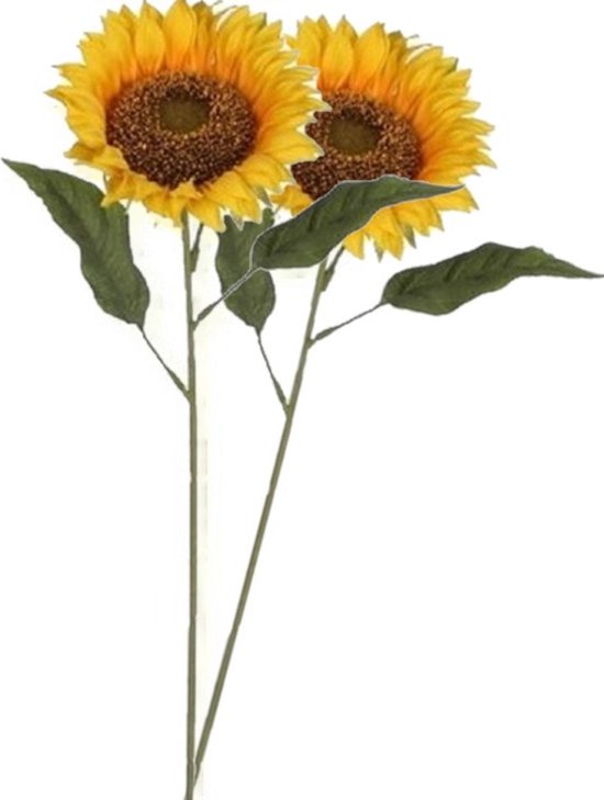 2x stuks gele zonnebloemen kunstbloemen 70 cm - Kunstbloemen boeketten