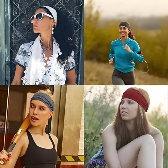Sporthoofdband voor dames en heren – zomerhaarband, elastische haarband, dunne zweetband voor yoga, hardlopen, wandelen, fitness, fietsen, basketbal, tennis, past onder een helm