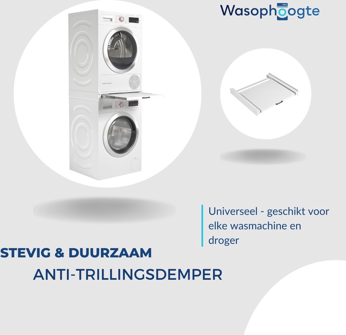 Wasophoogte® Tussenstuk wasmachine droger - Stapelkit wasmachine droger - Tussenkader - Geschikt voor elk type - Wit — afbeelding 6
