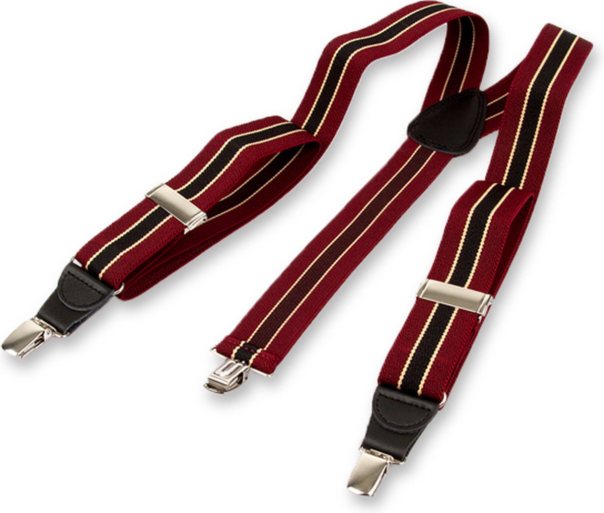 E.L. Cravatte Bretels - Gestreept - Bordeauxrood / Bruin