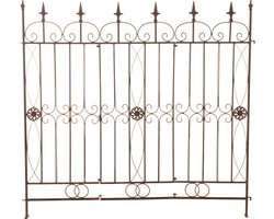 CLP Metalen tuinhek MANGOLD, klassiek hekwerk, hekpaneel, tuinhekje, hek, koppelbaar, omheining, antiek bruin