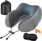 Comfortabel Reiskussen voor Volwassenen - Lichtgewicht en Ergonomisch Ontwerp - Ideaal voor Lange Reizen - Verstelbare Sluiting - Machinewasbaar - Zwart