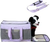 Transportbox voor katten/kleine honden, opvouwbare kattentas, transporttas met krasvrij net, hondendraagtas met verstelbare schouderriem, kattenbox voor katten, kleine honden, puppy, L