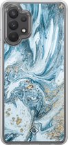 Casimoda® hoesje - Geschikt voor Samsung Galaxy A32 4G - Marble Sea - 2-in-1 case - Schokbestendig - Marble design - Verhoogde randen - Blauw, Transparant