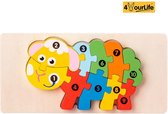 Houten Blokpuzzel - Schaap - Montessori Speelgoed - Vroege educatieve ontwikkeling - 3D puzzel - Peuter - Kinderen - 3 Jaar - Gift - Cadeau